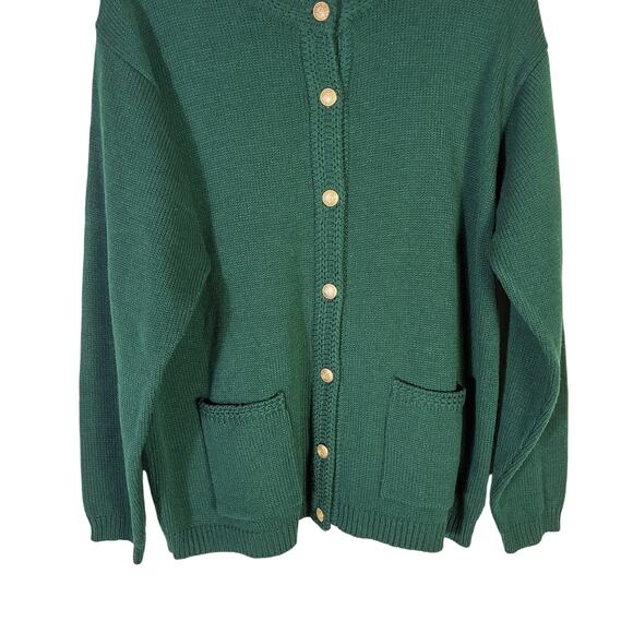 Vintage Carriage Court Button Down Cardigan Womens L Green Knit Old Money Preppy - Picture 4 of 7